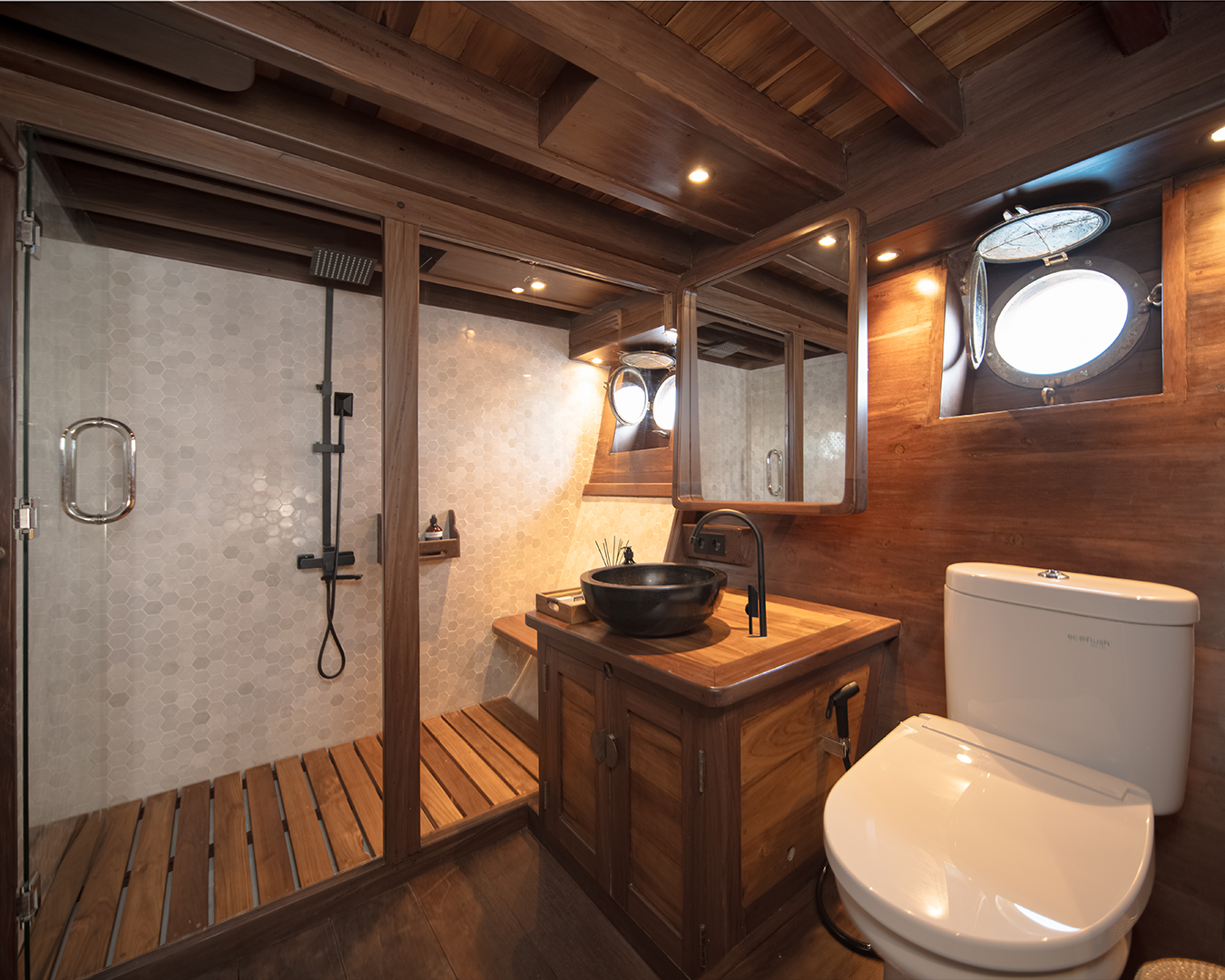 Premium Teak Cabin Bathroom